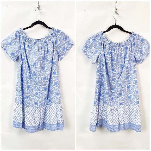 Vineyard Vines Mini Dress  NWT Floral Blue Women Small Off The Shoulder Summer - Picture 1 of 7